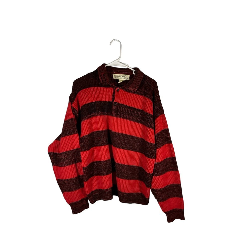 Ironwood Trading Company Striped Knit Sweater Collared Pullover